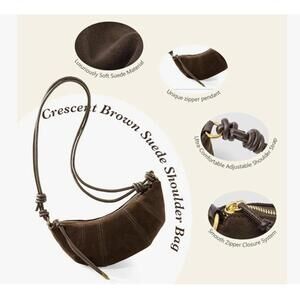 Leather/Suede Crescent Clutch with Optional/Detachable Strap